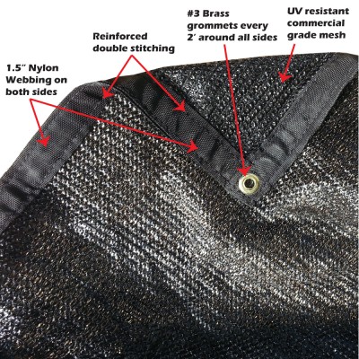 Xtarps -  6' x 12' - 50% shade cloth, shade fabric, sun shade, shade sail, black color   